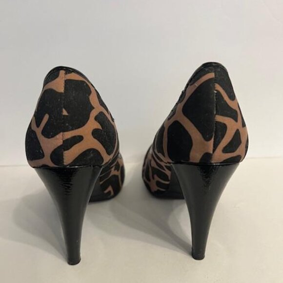 Candies Open Toe Animal Print / Leopard Print Black Heels Vintage size 10 - Picture 3 of 6